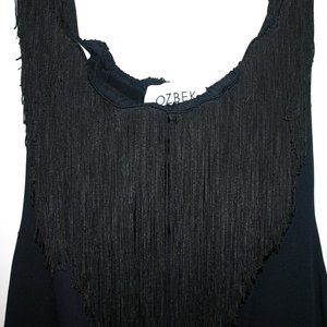 OZBEK Black Fringe Cocktail/Party Dress Made in Italy Size 6 Vintage Worn Once
